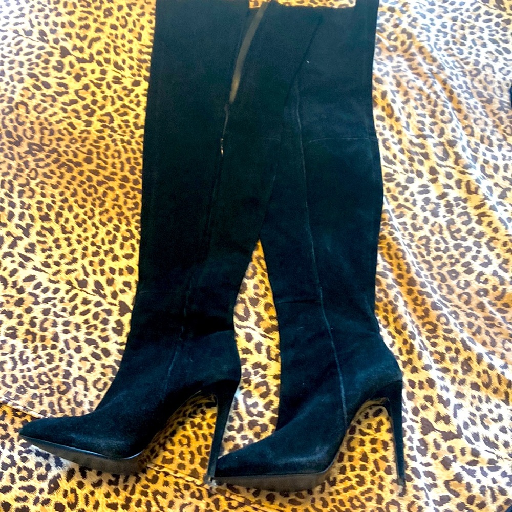 Zara black over the knee suede like boots